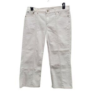 DKNY Jeans East Village Jean Y2K White Contrast Stitch Wide Crop Denim Plus 14‎